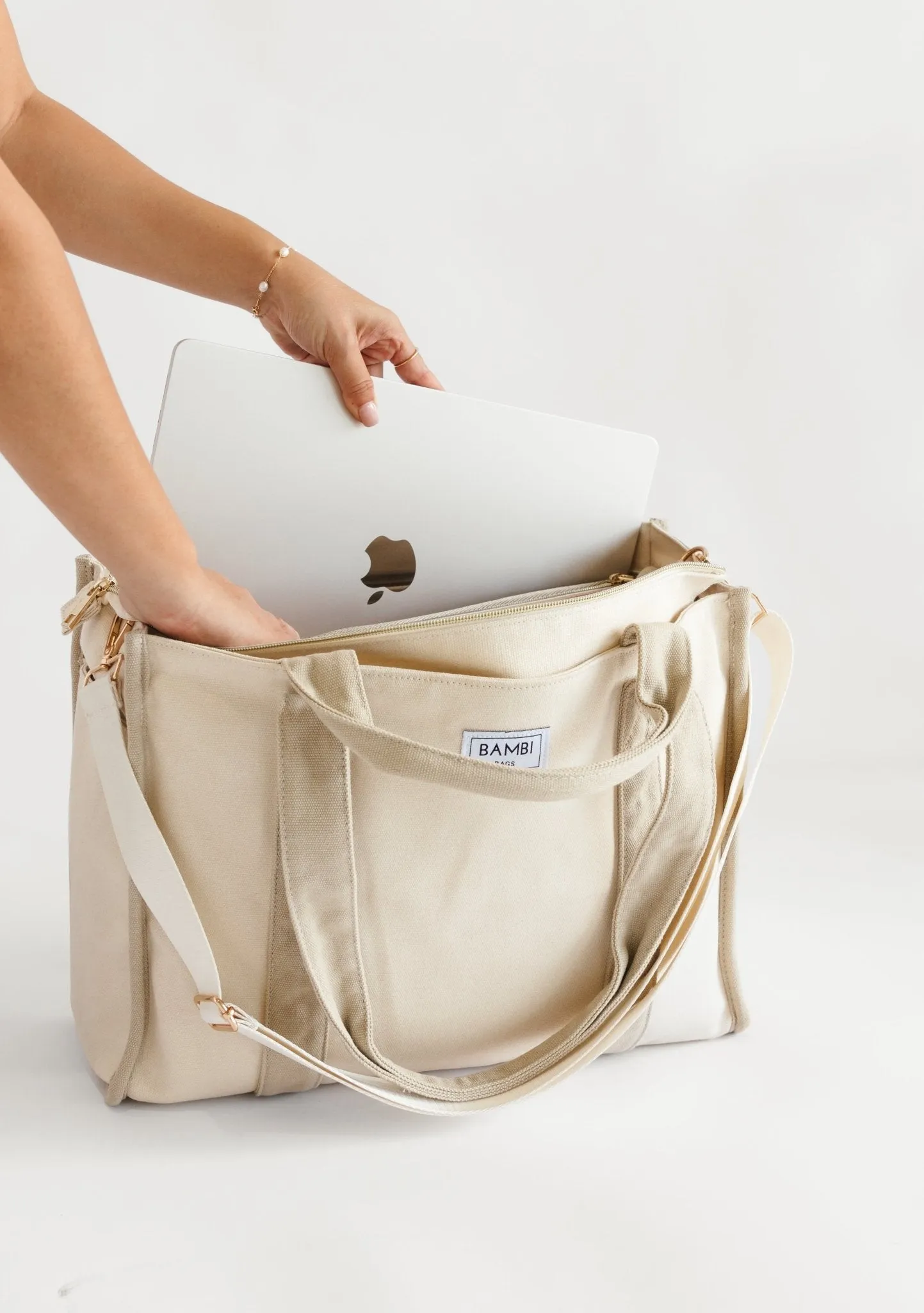 The Everyday Bambi Bag Natural/Taupe with insert