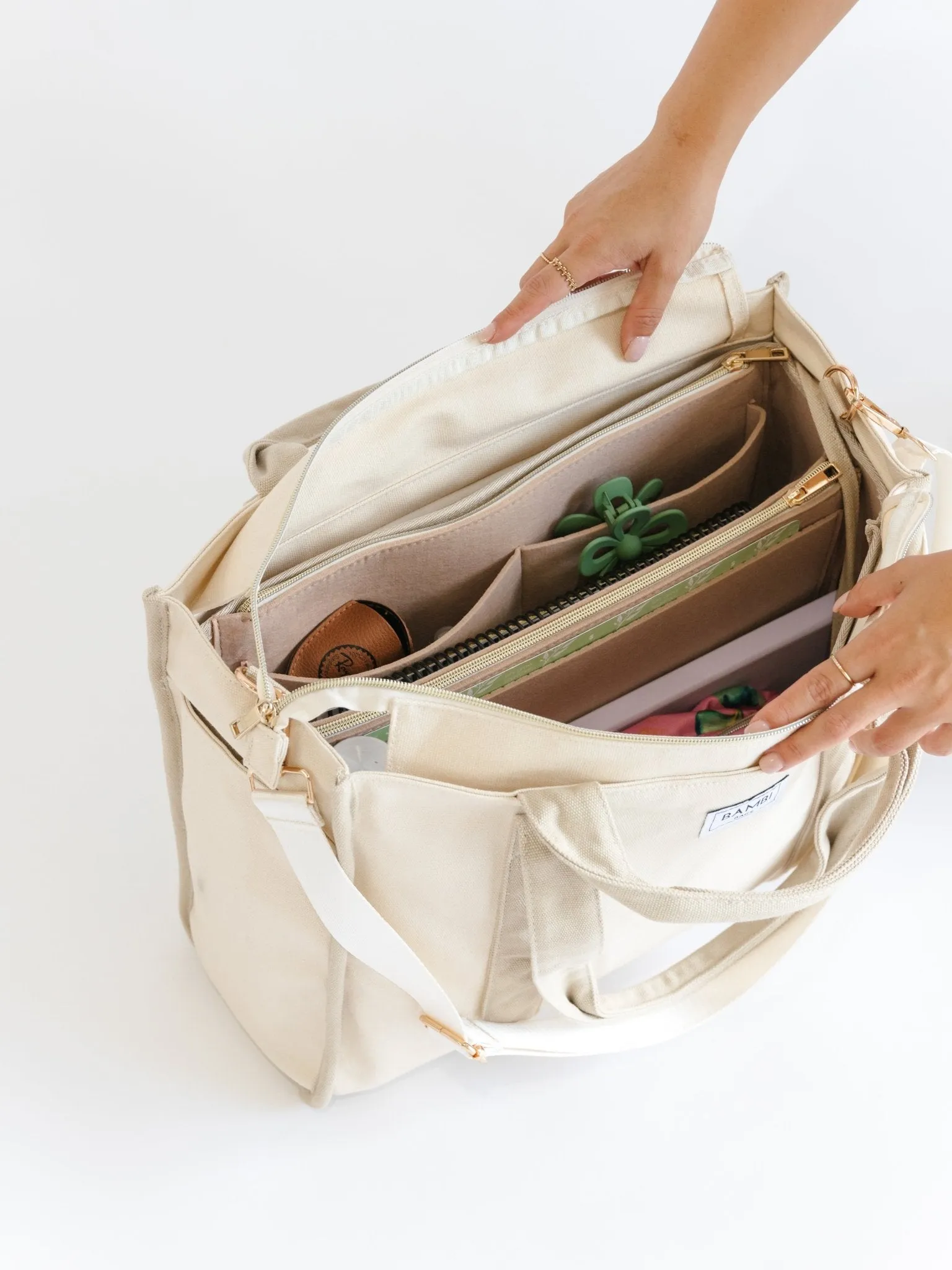 The Everyday Bambi Bag Natural/Taupe with insert