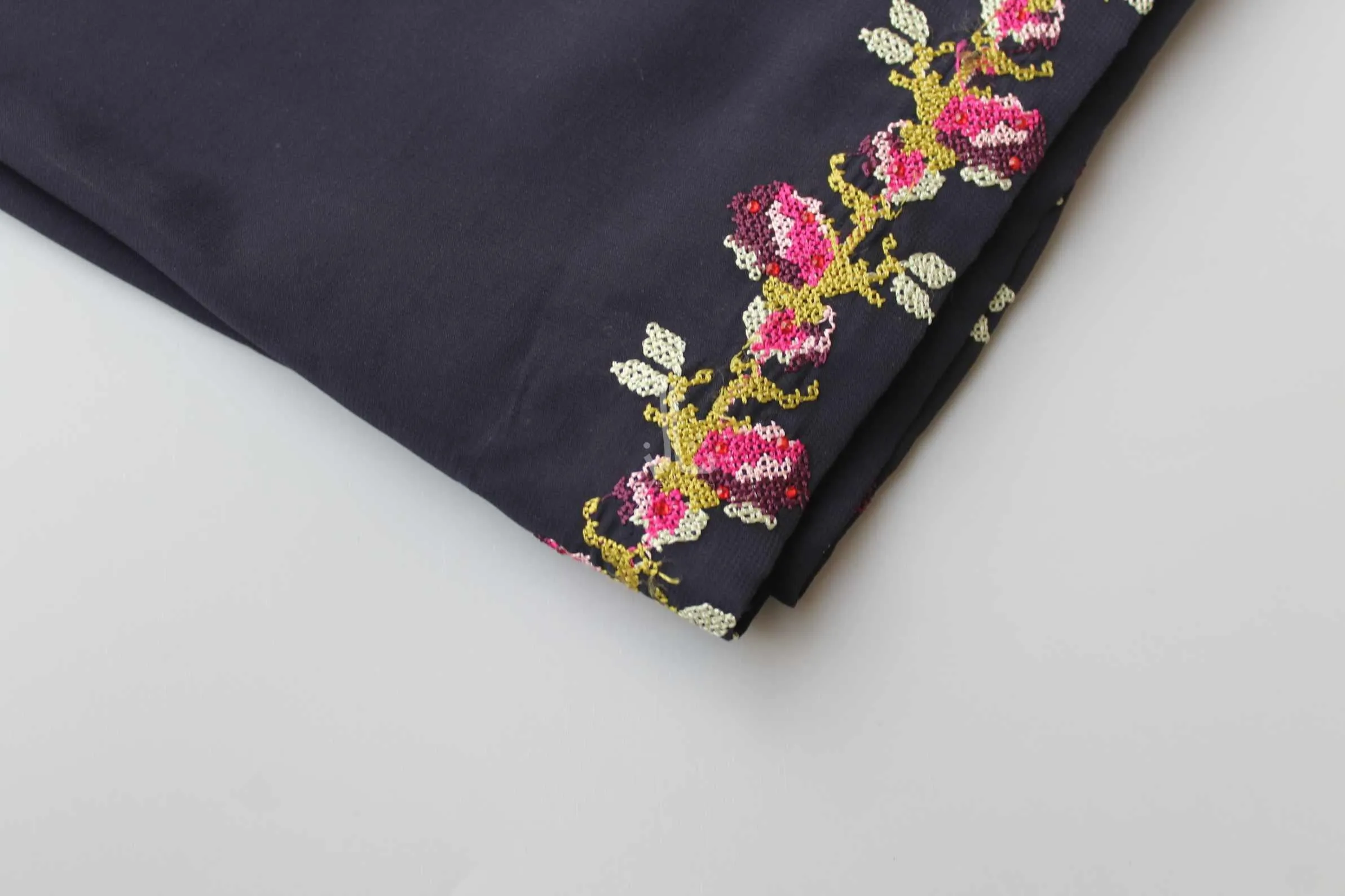The Stylish Embroidered Elegance - Navy