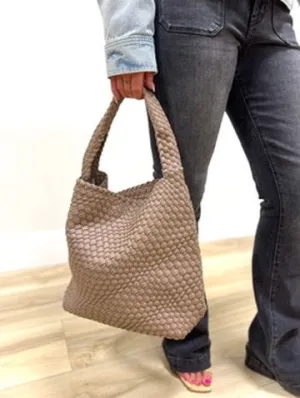 The Tina Woven Hobo Tote Bag - Cumin