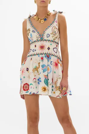 TIE SHOULDER SHORT DRESS