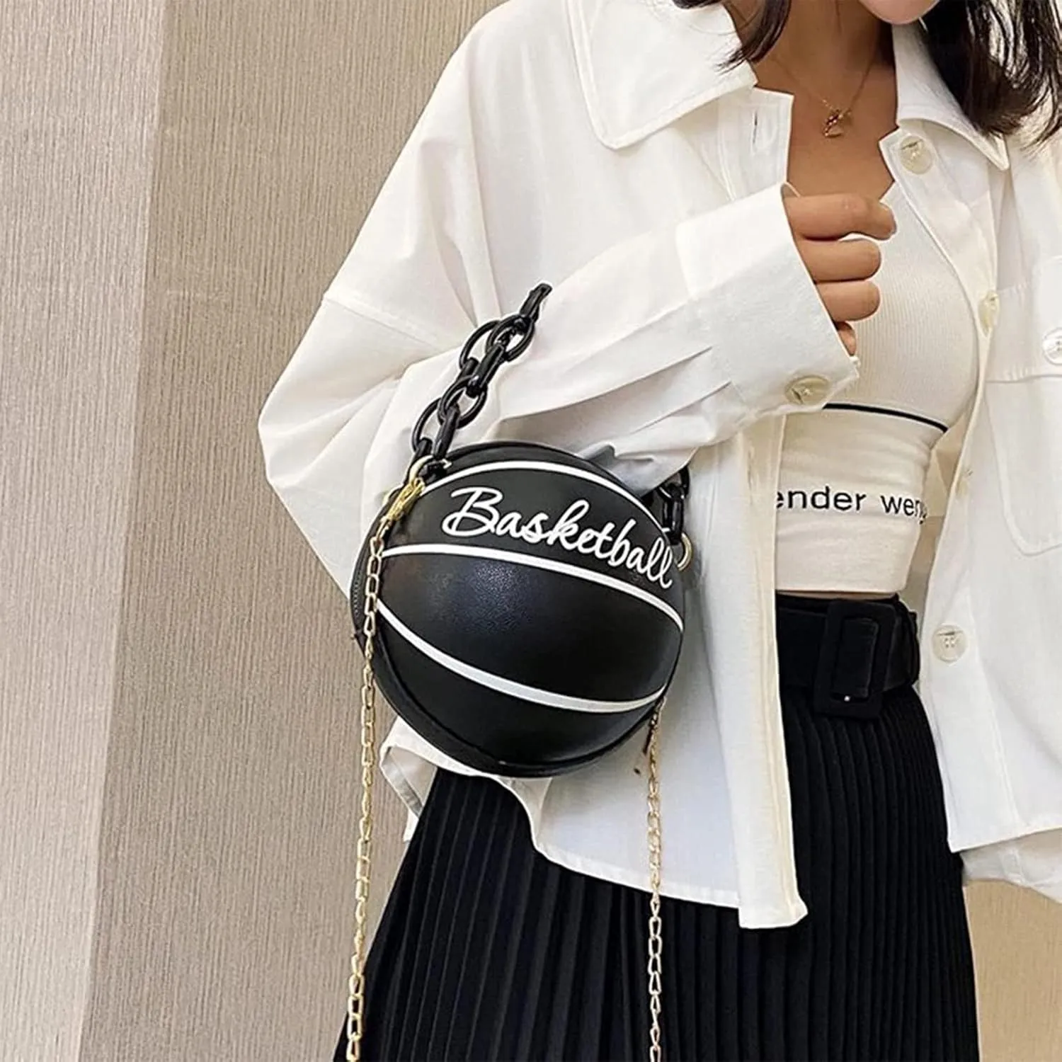 Tote Bag For Women Chain Basketball Shoulder Bag Fashion Handbags Creativeness Novel Photo Props For Shopping Travel F