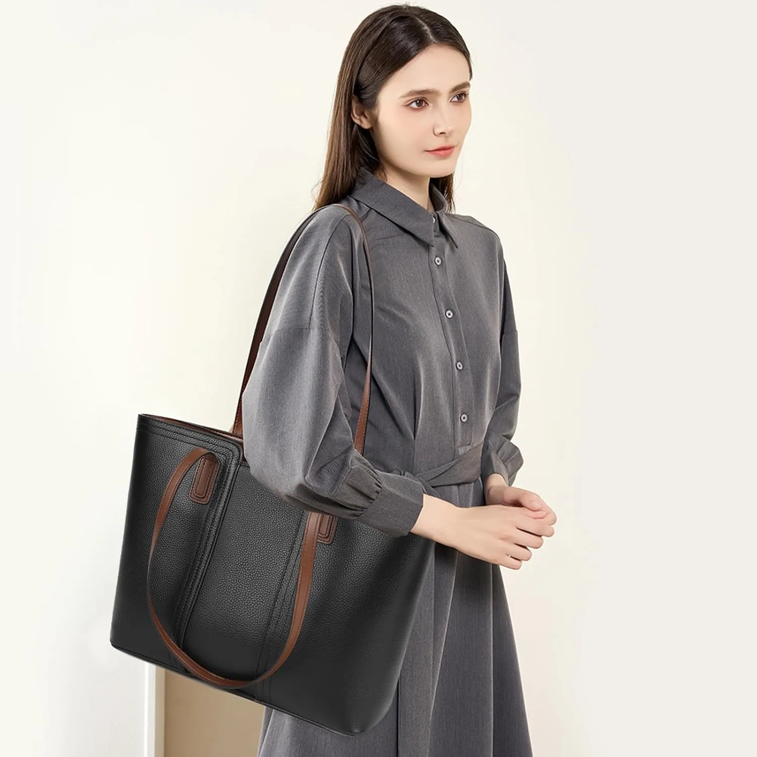 Tote Bag for Women Genuine Leather Shoulder Bags Top Handle Handbag for Travel Shopping Carry Multipurpose