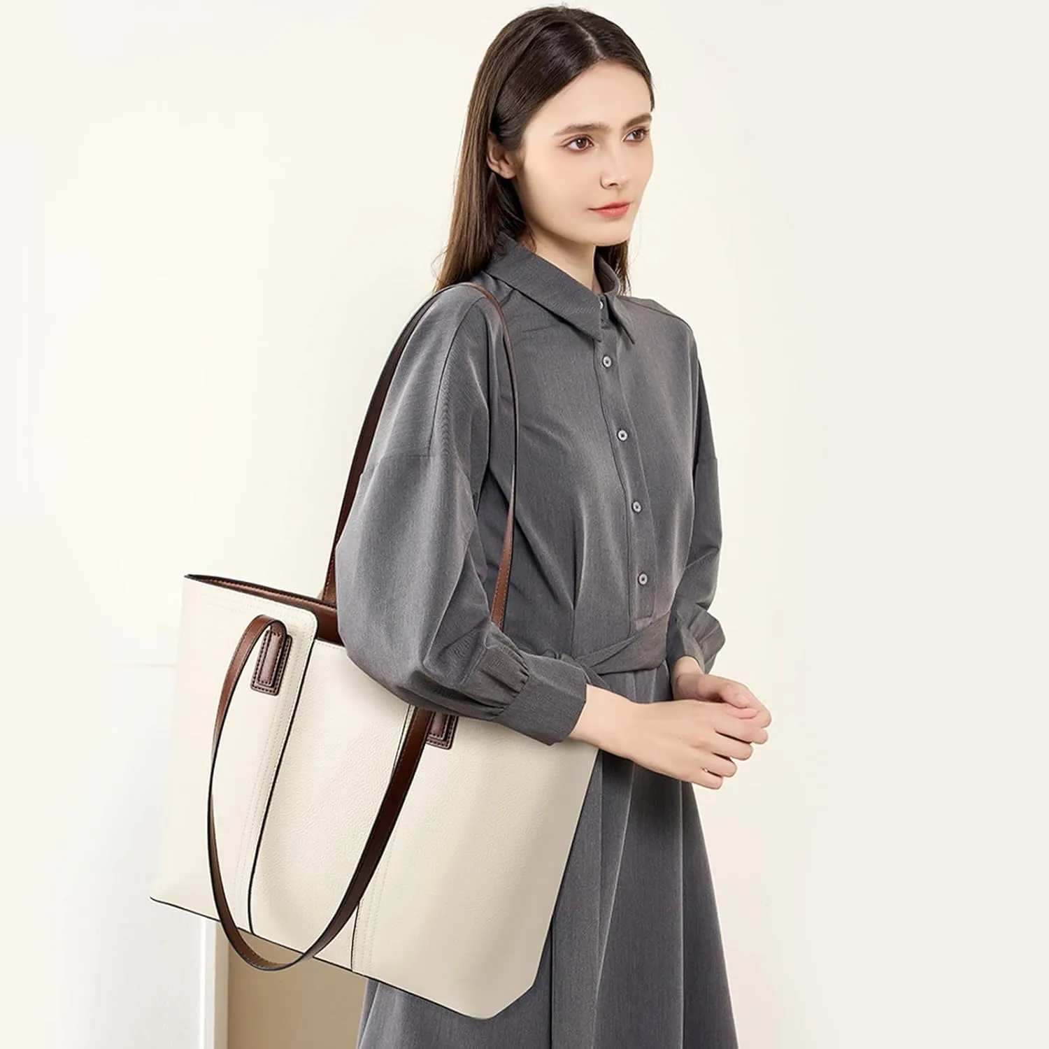 Tote Bag for Women Genuine Leather Shoulder Bags Top Handle Handbag for Travel Shopping Carry Multipurpose