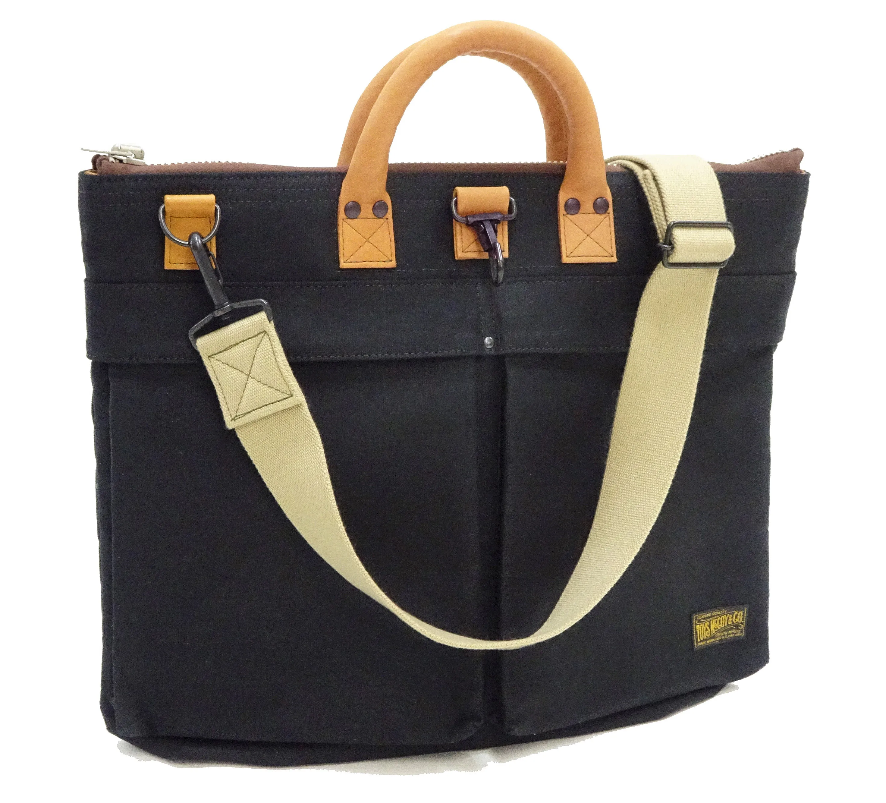 TOYS McCOY Bag Men's Casual Corded-Cotton Jungle Cloth Canvas Shoulder Bag Inspired by USAF Military Helmet Bag TMA2333 Black