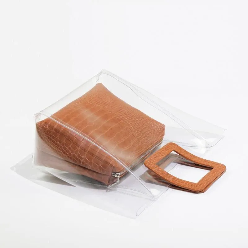 Transparent and Leather Woman Tote Bag