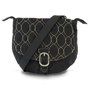 Travelon Crinkle 3-Compartment Flapover Shoulder Bag (Black)