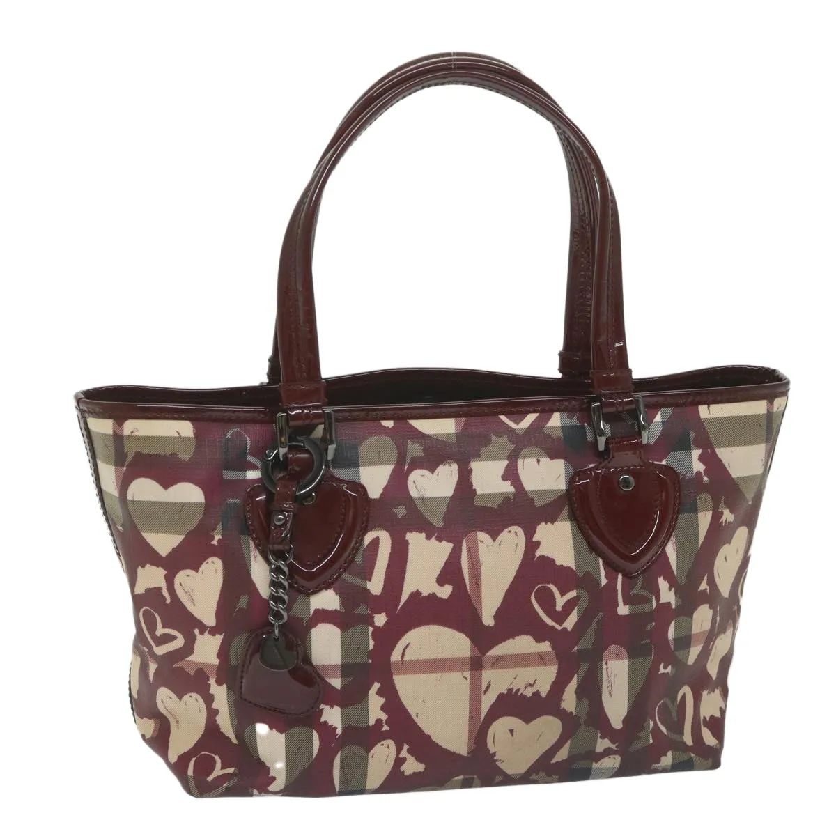 Trendy Inspired Burberry Nova Check Tote Bag Pvc Leather Red Auth Hk959