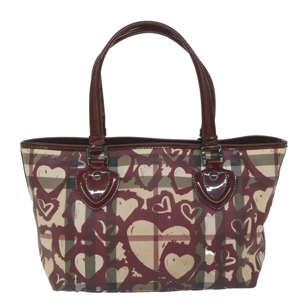 Trendy Inspired Burberry Nova Check Tote Bag Pvc Leather Red Auth Hk959