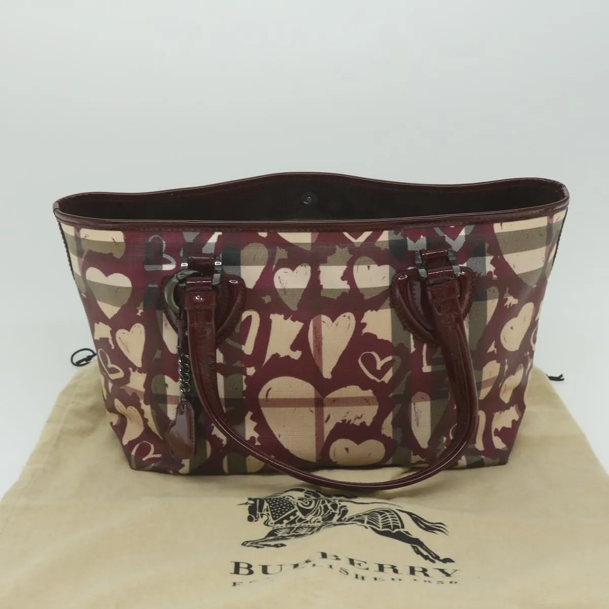 Trendy Inspired Burberry Nova Check Tote Bag Pvc Leather Red Auth Hk959