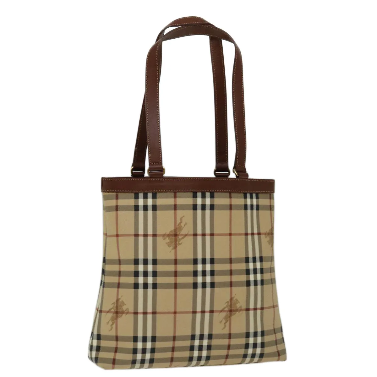 Trendy Inspired Burberryss Nova Check Tote Bag Pvc Beige Auth Yk11163
