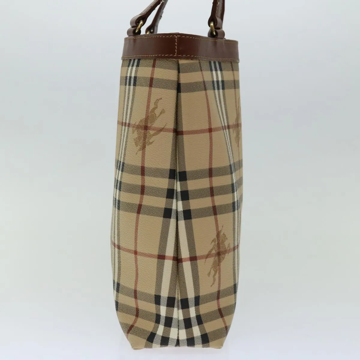 Trendy Inspired Burberryss Nova Check Tote Bag Pvc Beige Auth Yk11163