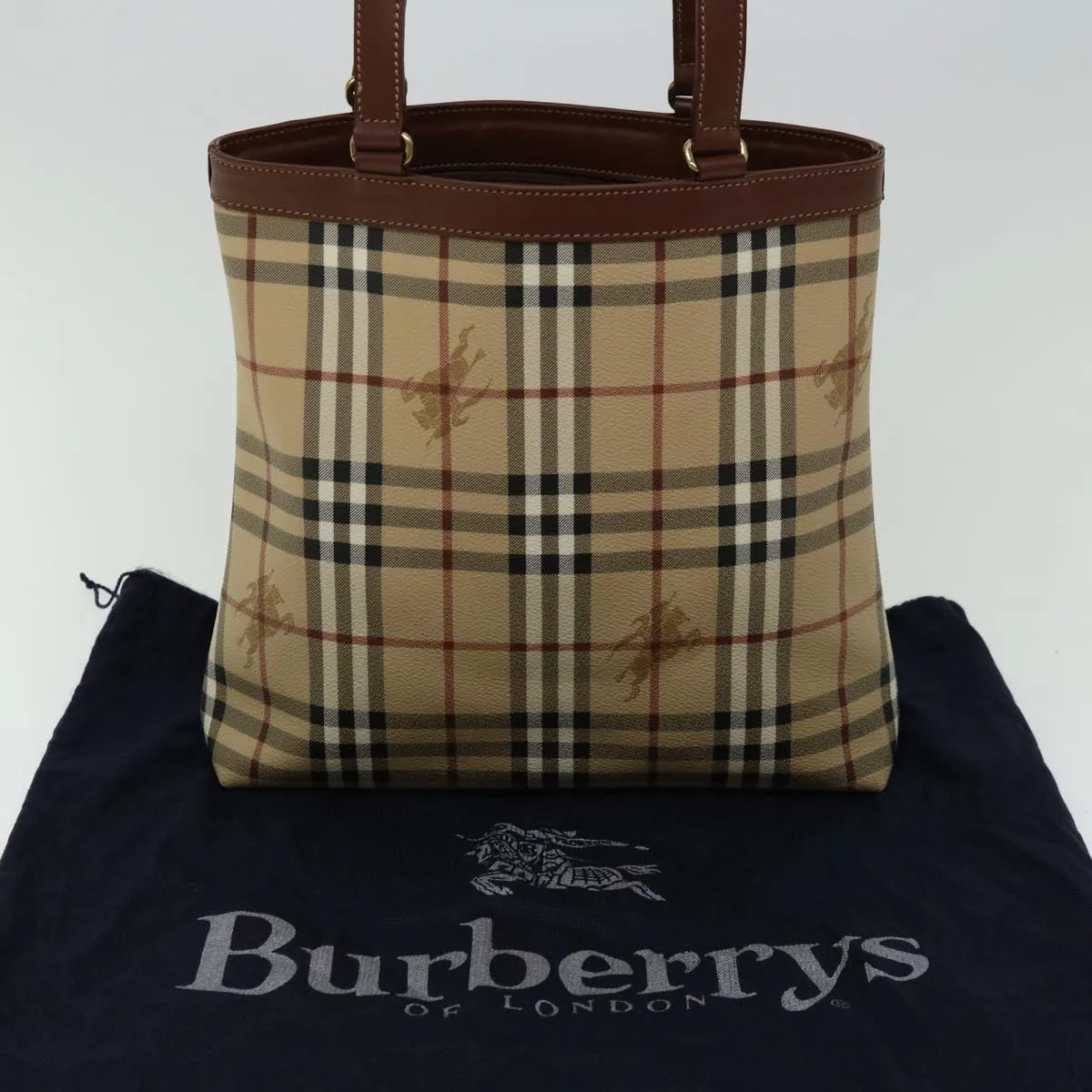 Trendy Inspired Burberryss Nova Check Tote Bag Pvc Beige Auth Yk11163