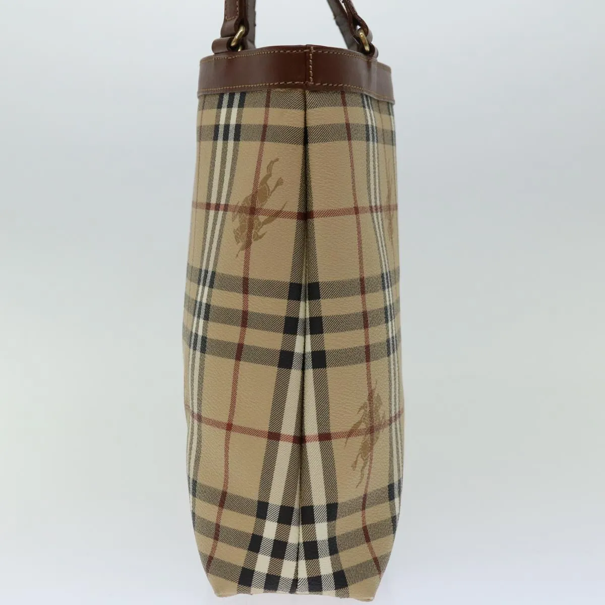 Trendy Inspired Burberryss Nova Check Tote Bag Pvc Beige Auth Yk11163