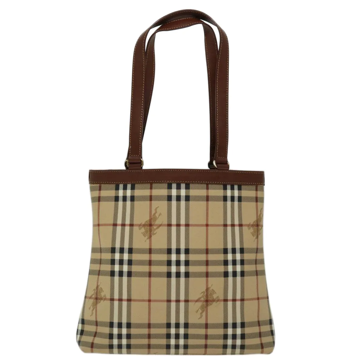 Trendy Inspired Burberryss Nova Check Tote Bag Pvc Beige Auth Yk11163
