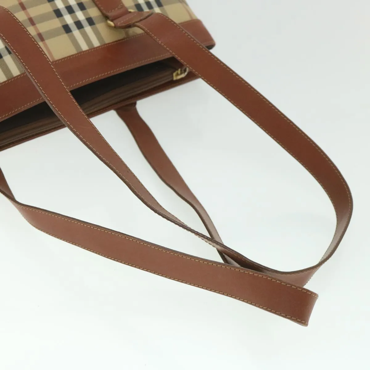 Trendy Inspired Burberryss Nova Check Tote Bag Pvc Leather Beige Auth Ep1961