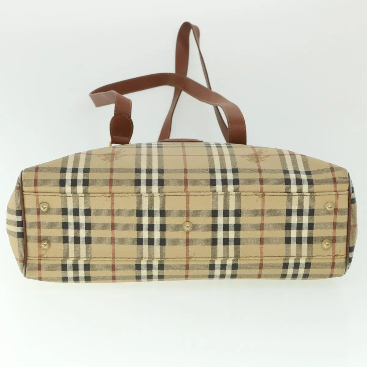 Trendy Inspired Burberryss Nova Check Tote Bag Pvc Leather Beige Auth Ep1961