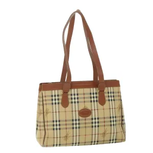 Trendy Inspired Burberryss Nova Check Tote Bag Pvc Leather Beige Auth Ep1961