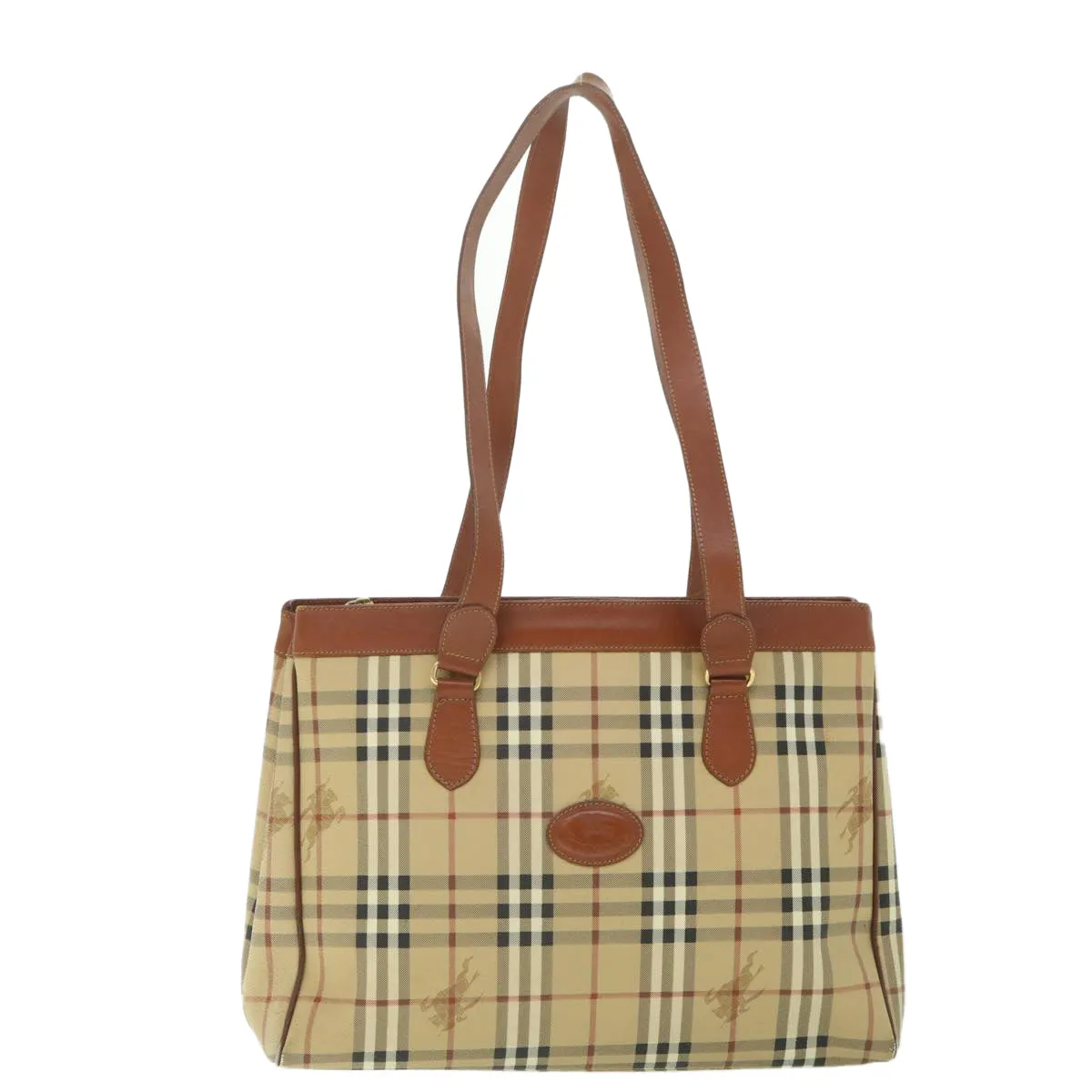 Trendy Inspired Burberryss Nova Check Tote Bag Pvc Leather Beige Auth Ep1961