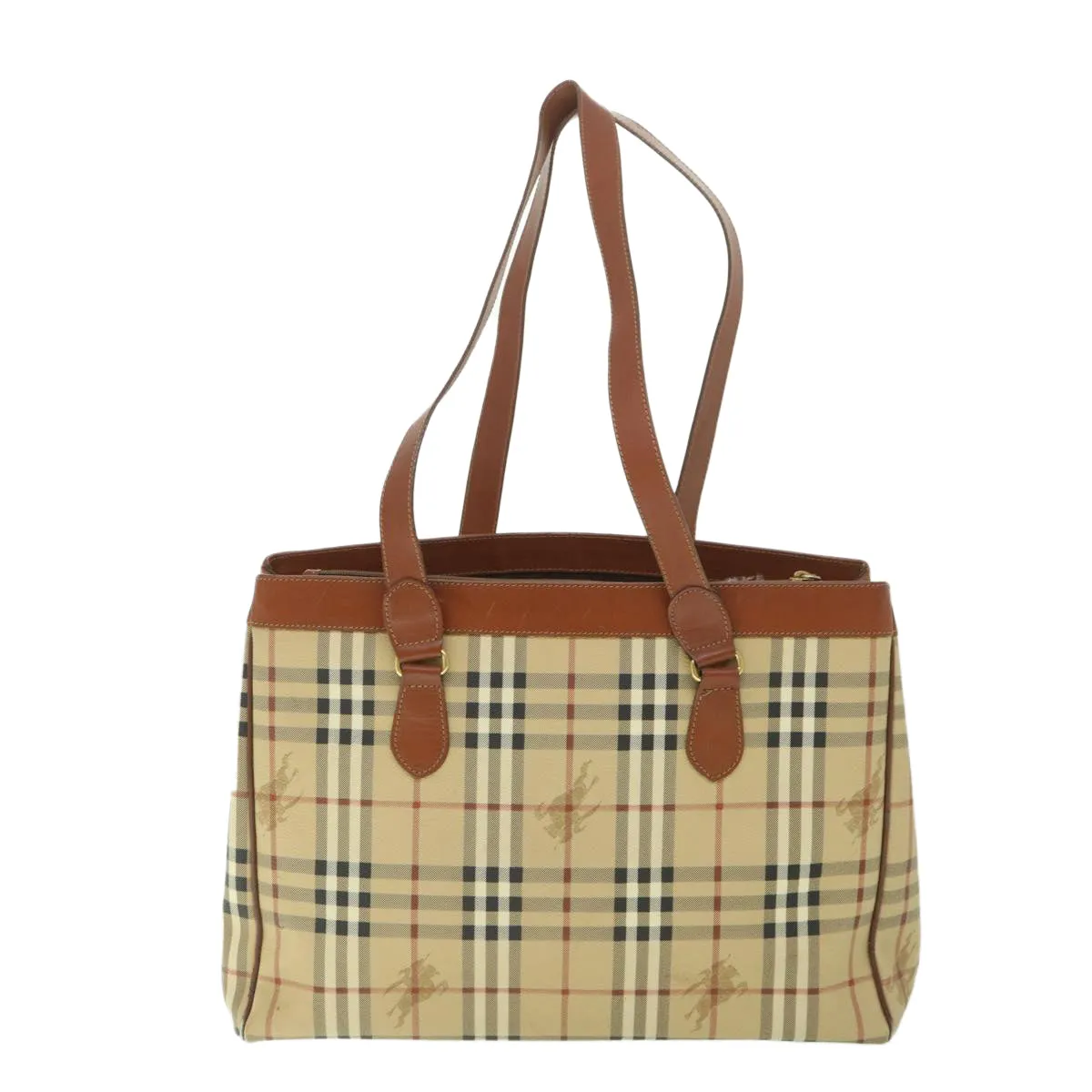 Trendy Inspired Burberryss Nova Check Tote Bag Pvc Leather Beige Auth Ep1961