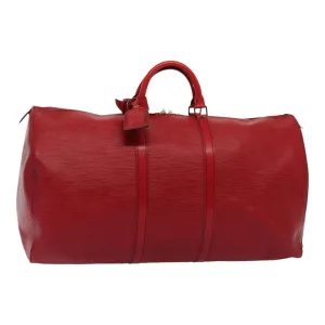 Trendy Inspired Louis Vuitton Epi Keepall 60 Boston Bag Red M42947 Lv Auth 88369