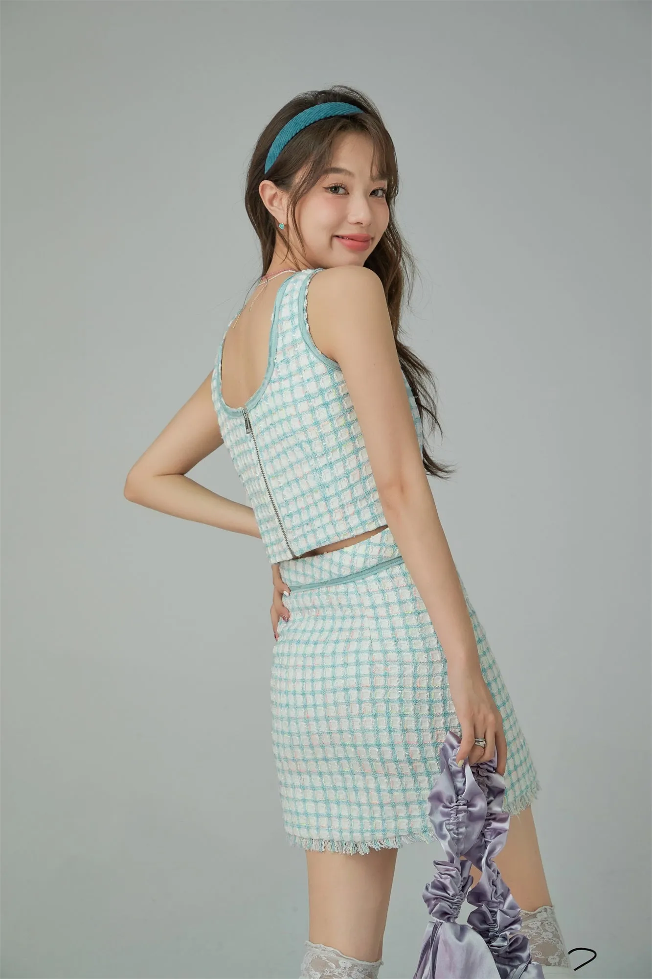 Tweed Check Mini Skirt