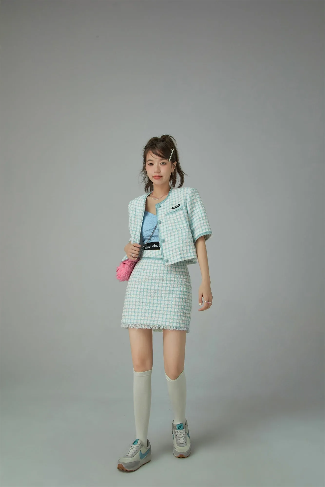 Tweed Check Mini Skirt
