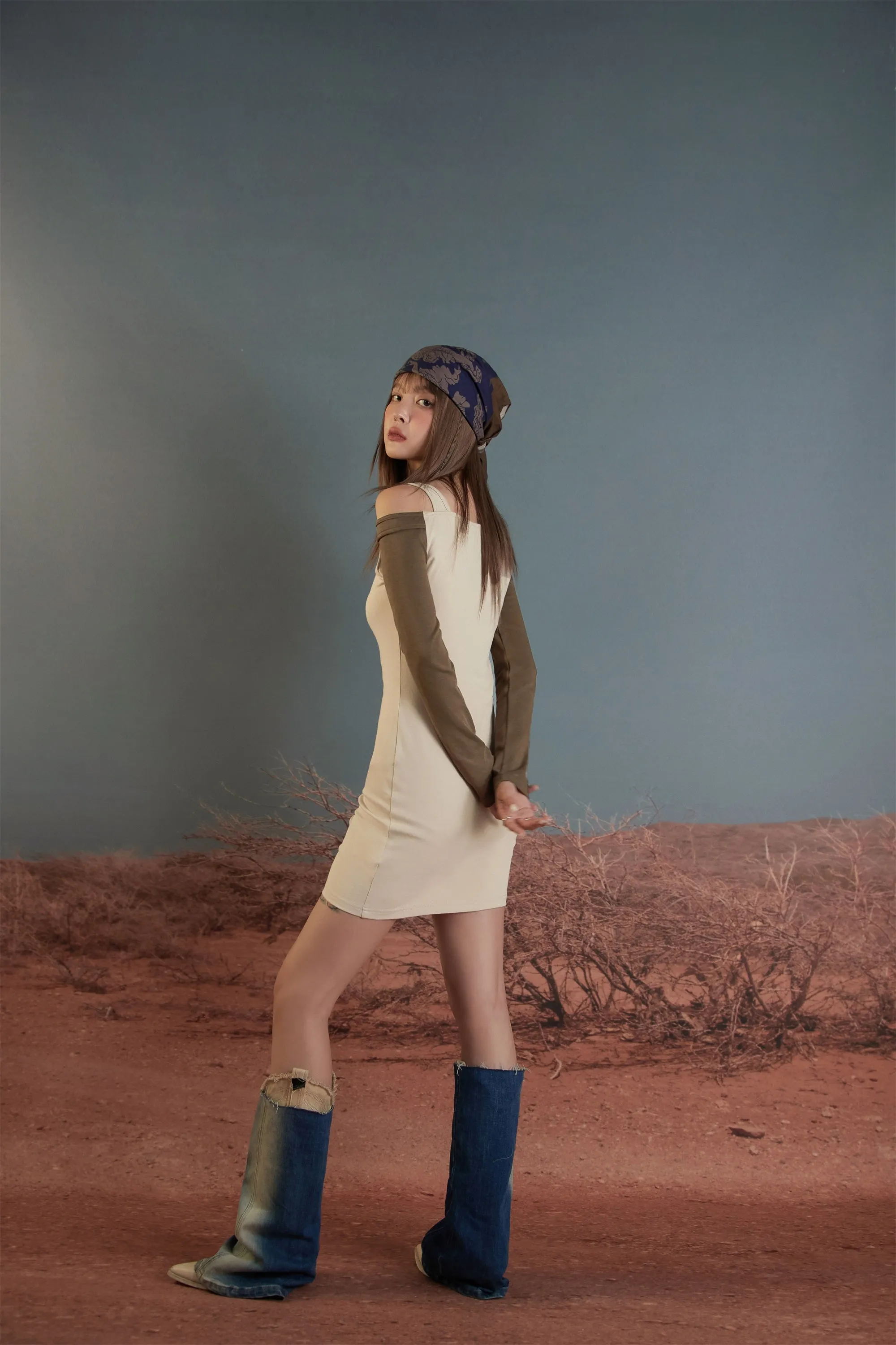 Unbalanced Cross Straps Off Mini Dress