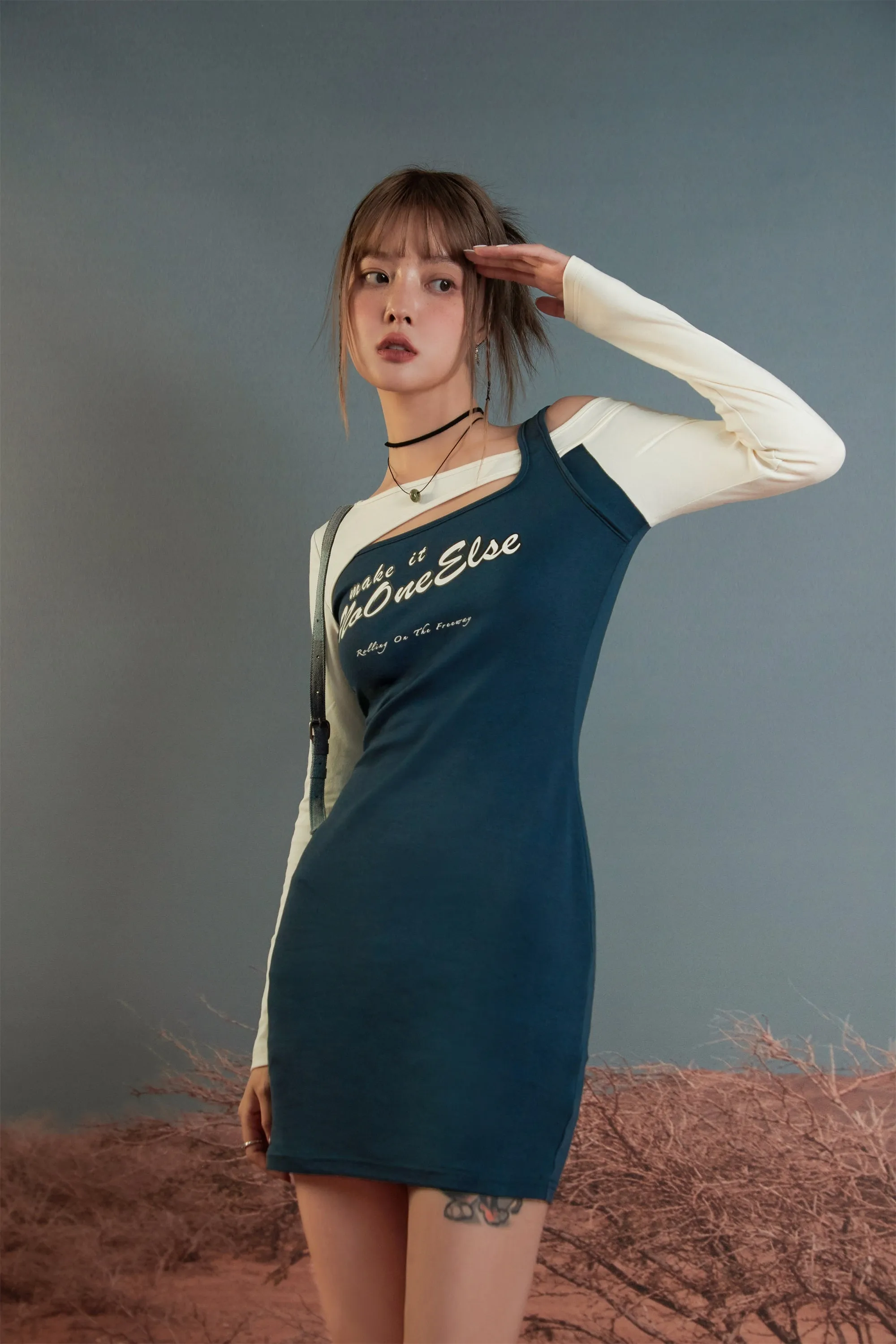 Unbalanced Cross Straps Off Mini Dress
