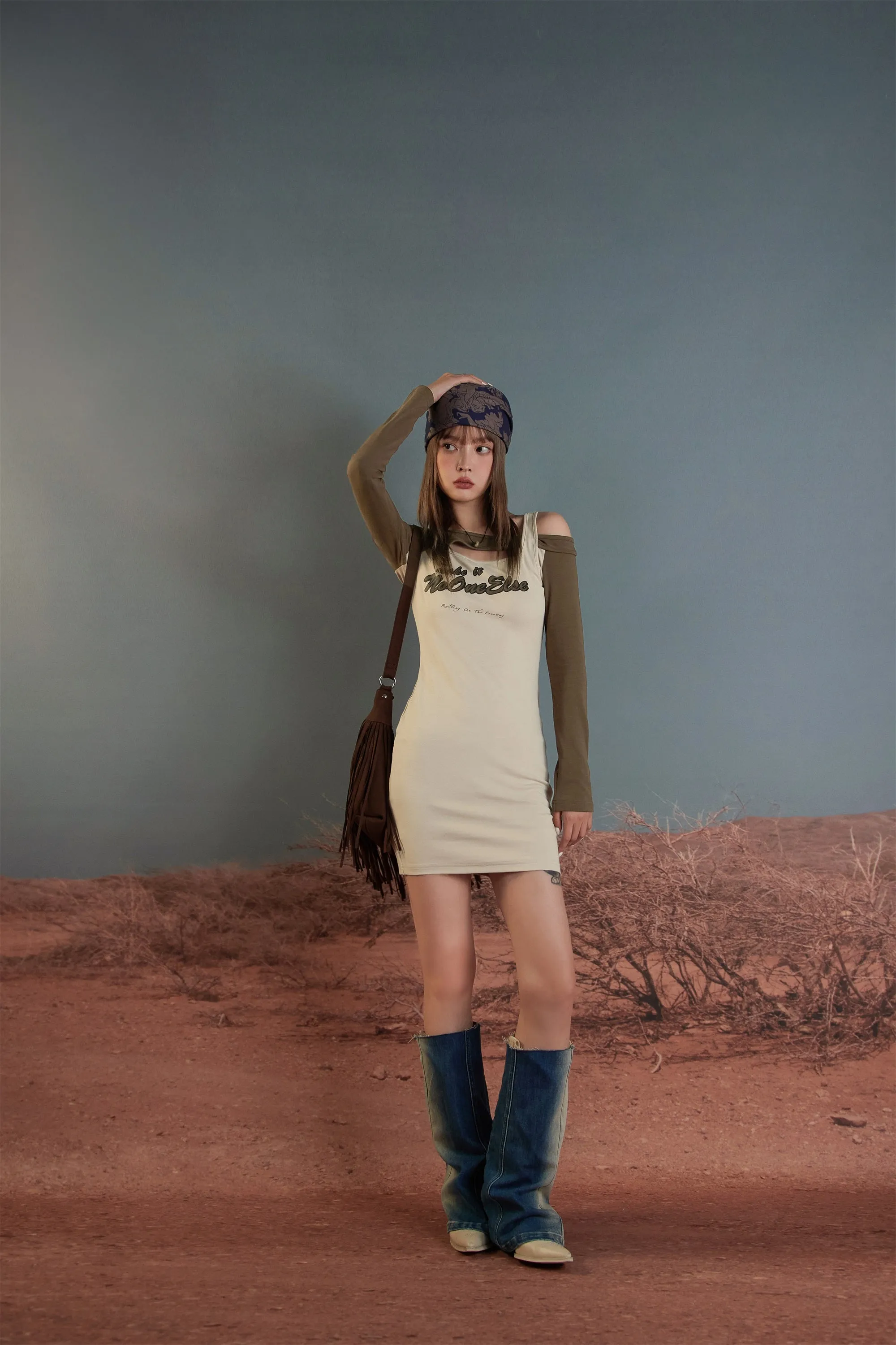 Unbalanced Cross Straps Off Mini Dress
