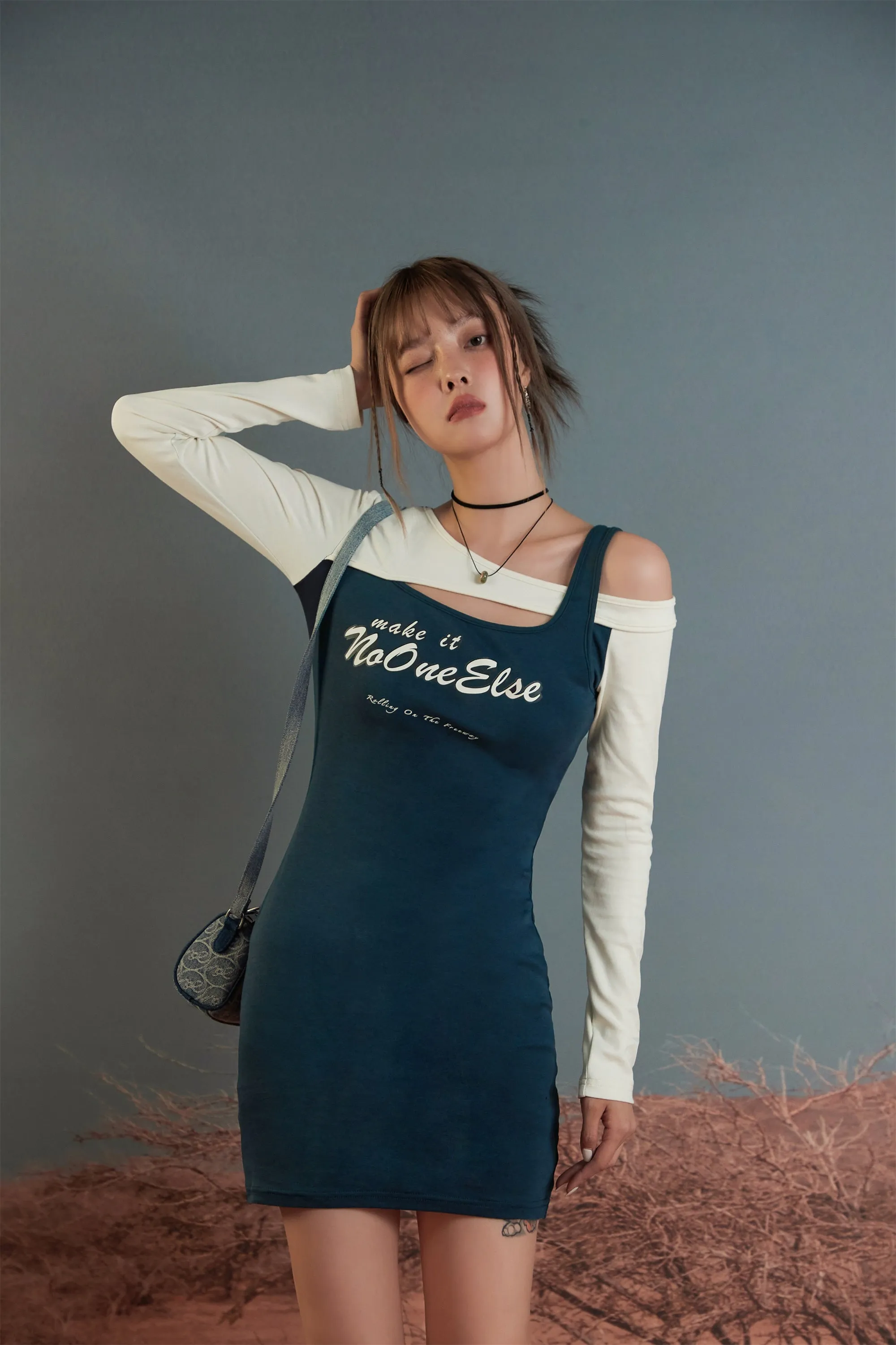 Unbalanced Cross Straps Off Mini Dress