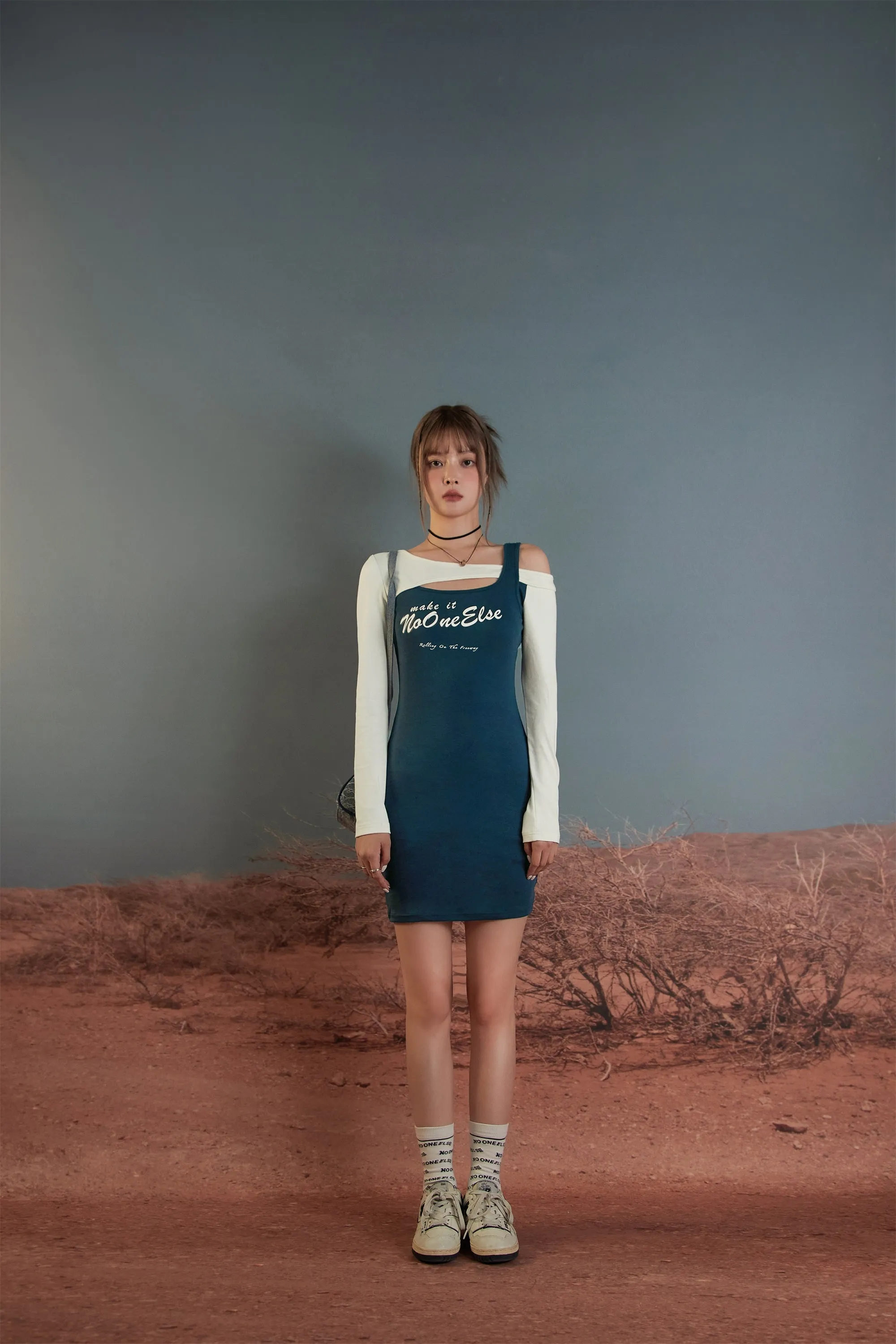 Unbalanced Cross Straps Off Mini Dress
