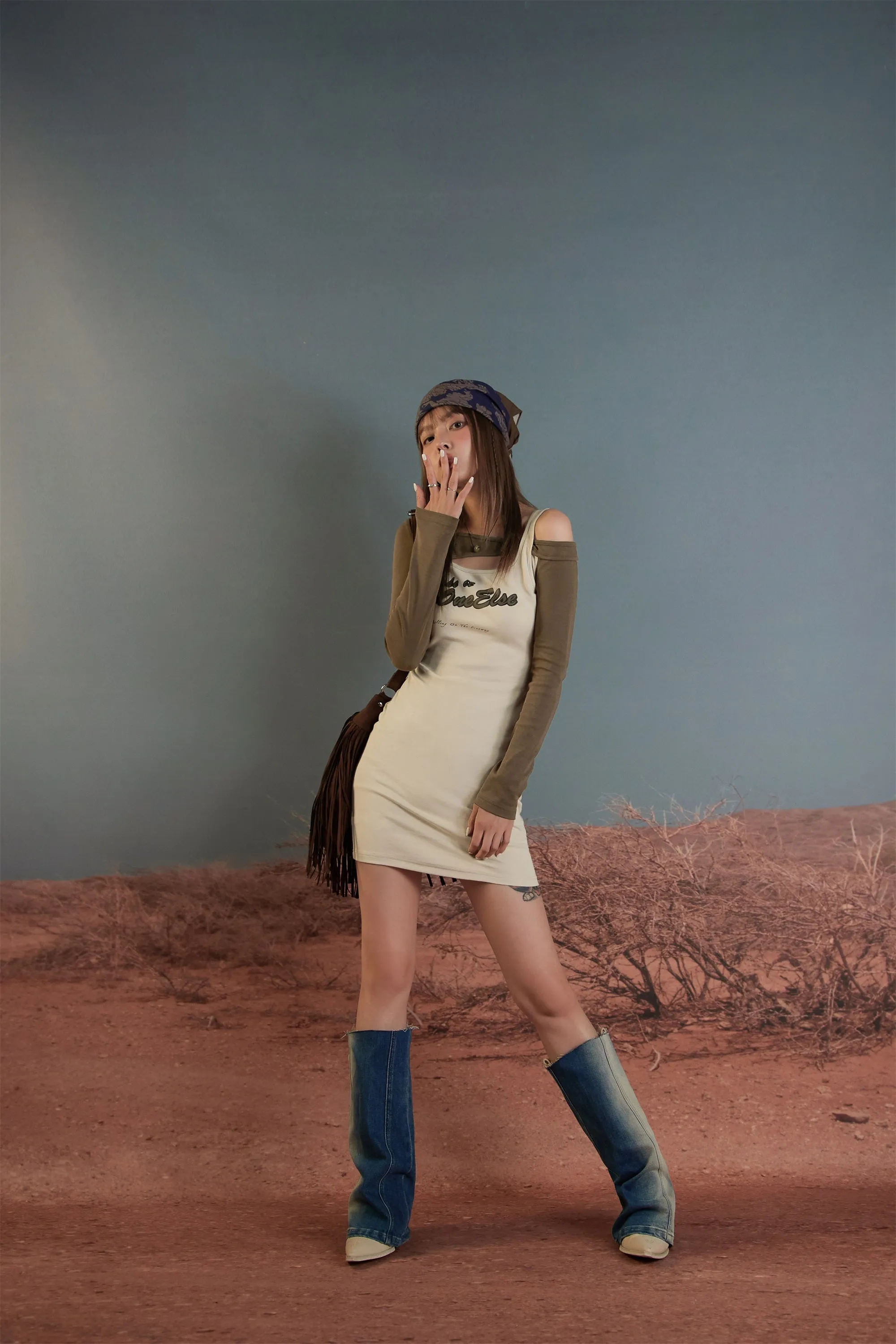 Unbalanced Cross Straps Off Mini Dress
