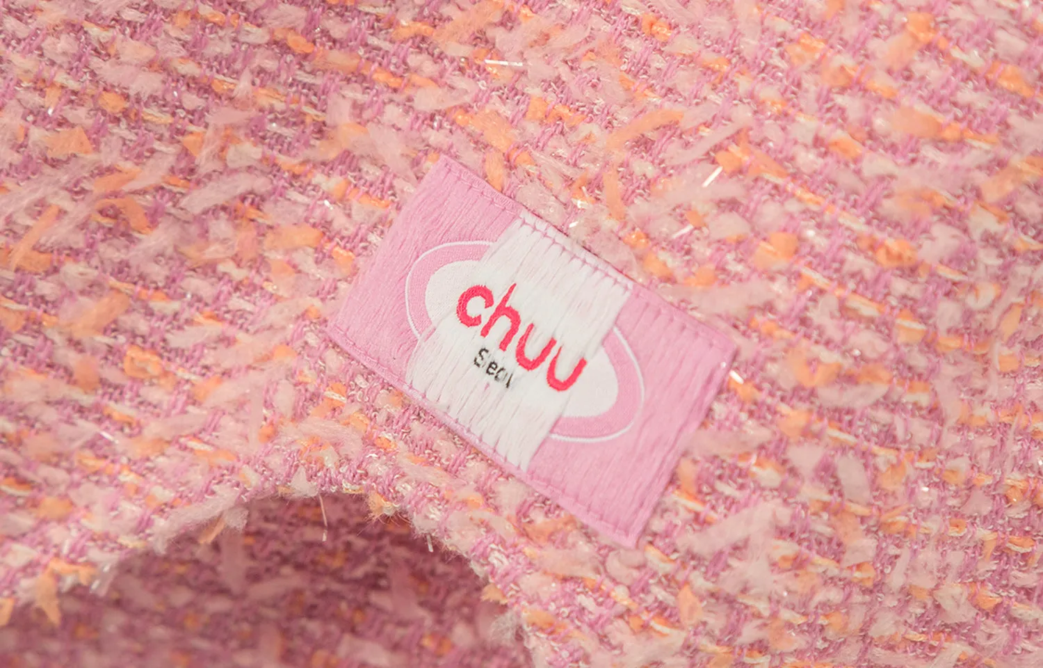 Unbalanced Pink Tweed Mini Skirt