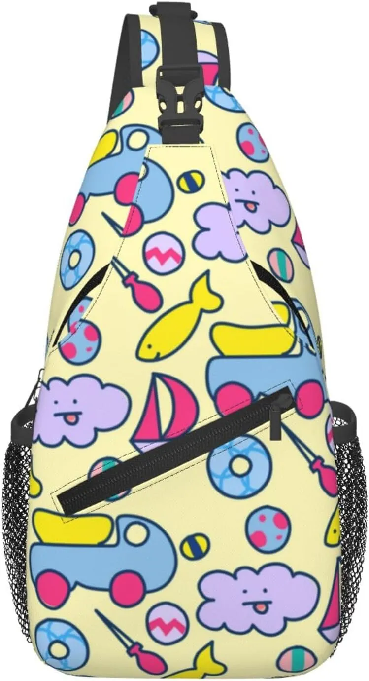 Unisex Sling Bag 80s 90s Geometry Shoulder Backpack Funny Chest Bags Casual Daypack For Travel Hiking Outdoor Sports