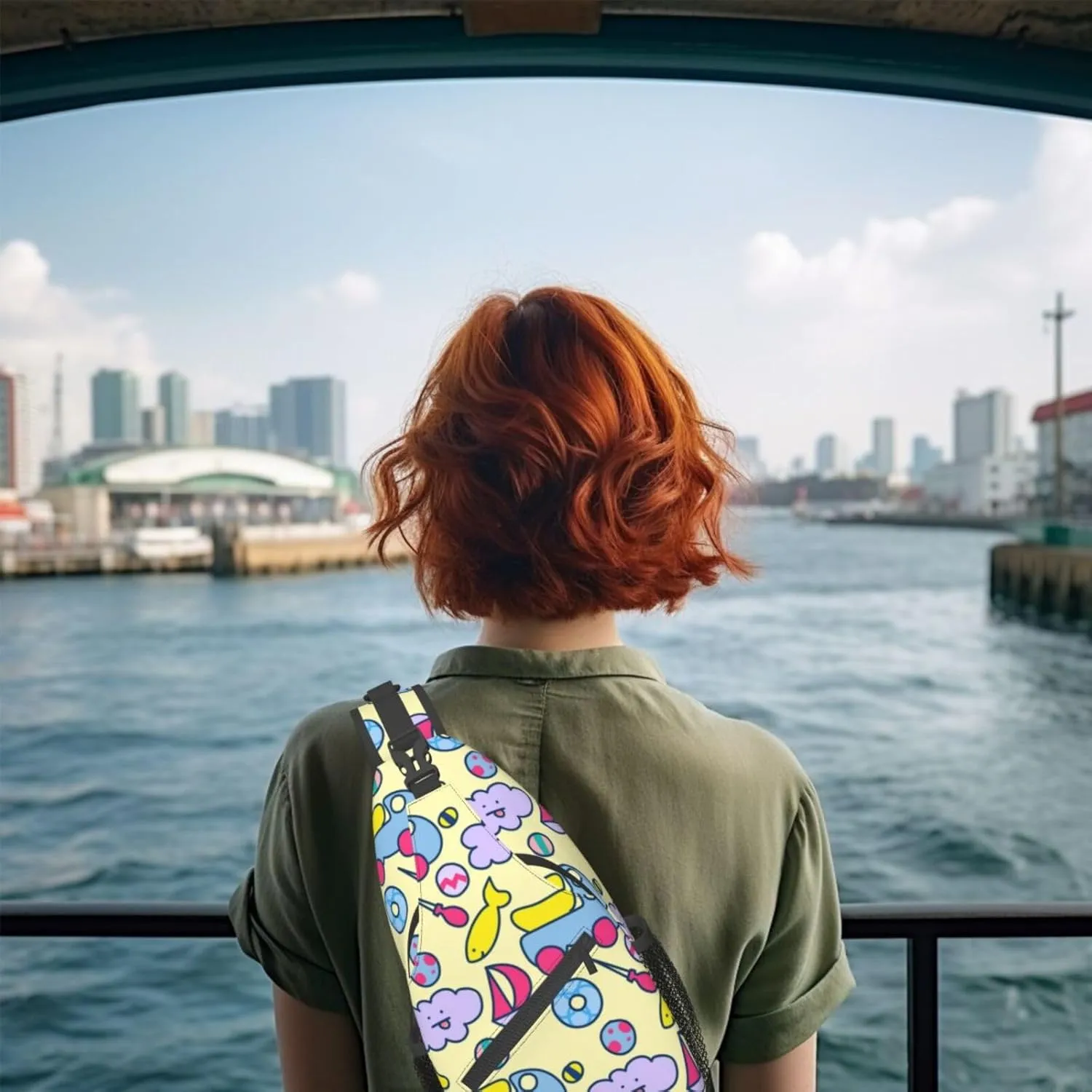 Unisex Sling Bag 80s 90s Geometry Shoulder Backpack Funny Chest Bags Casual Daypack For Travel Hiking Outdoor Sports