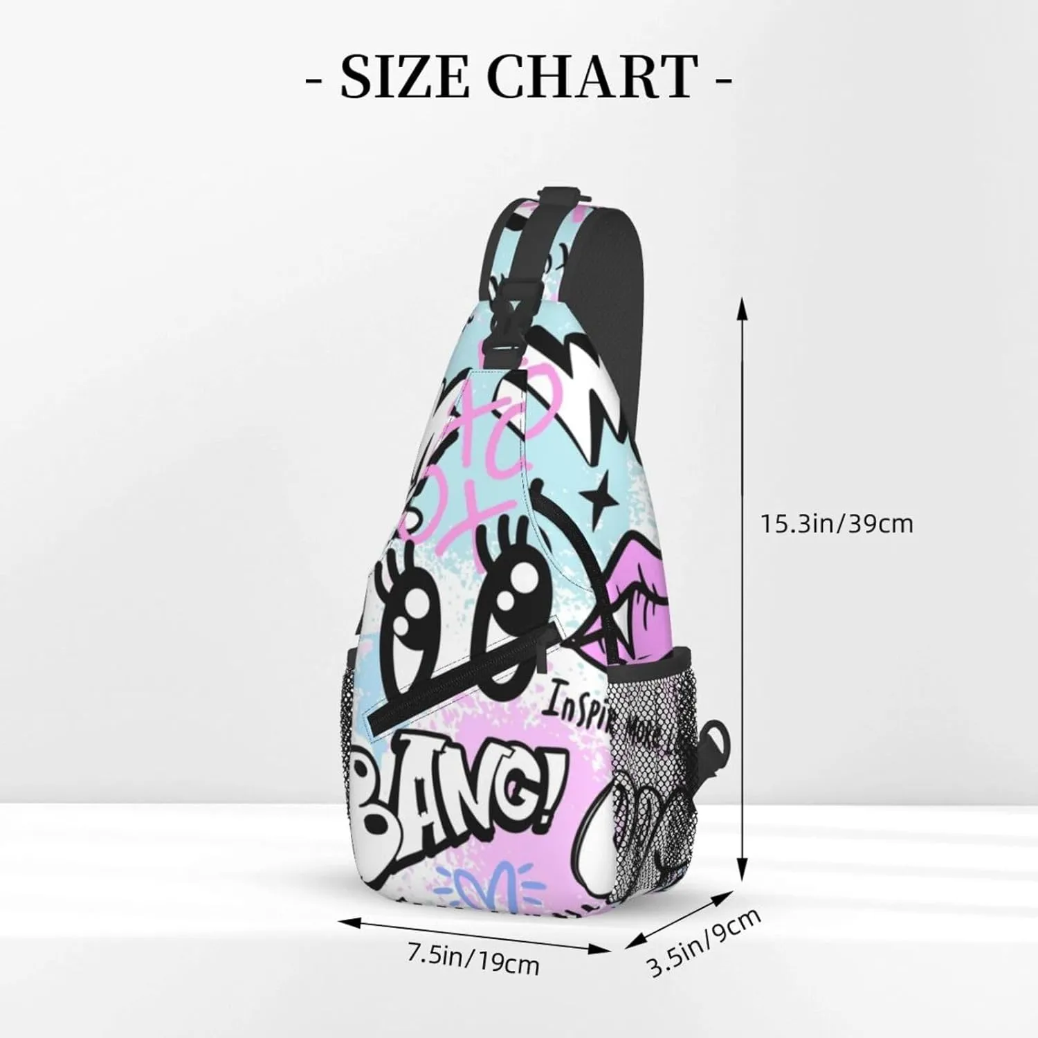 Unisex Sling Bag 80s 90s Geometry Shoulder Backpack Funny Chest Bags Casual Daypack For Travel Hiking Outdoor Sports