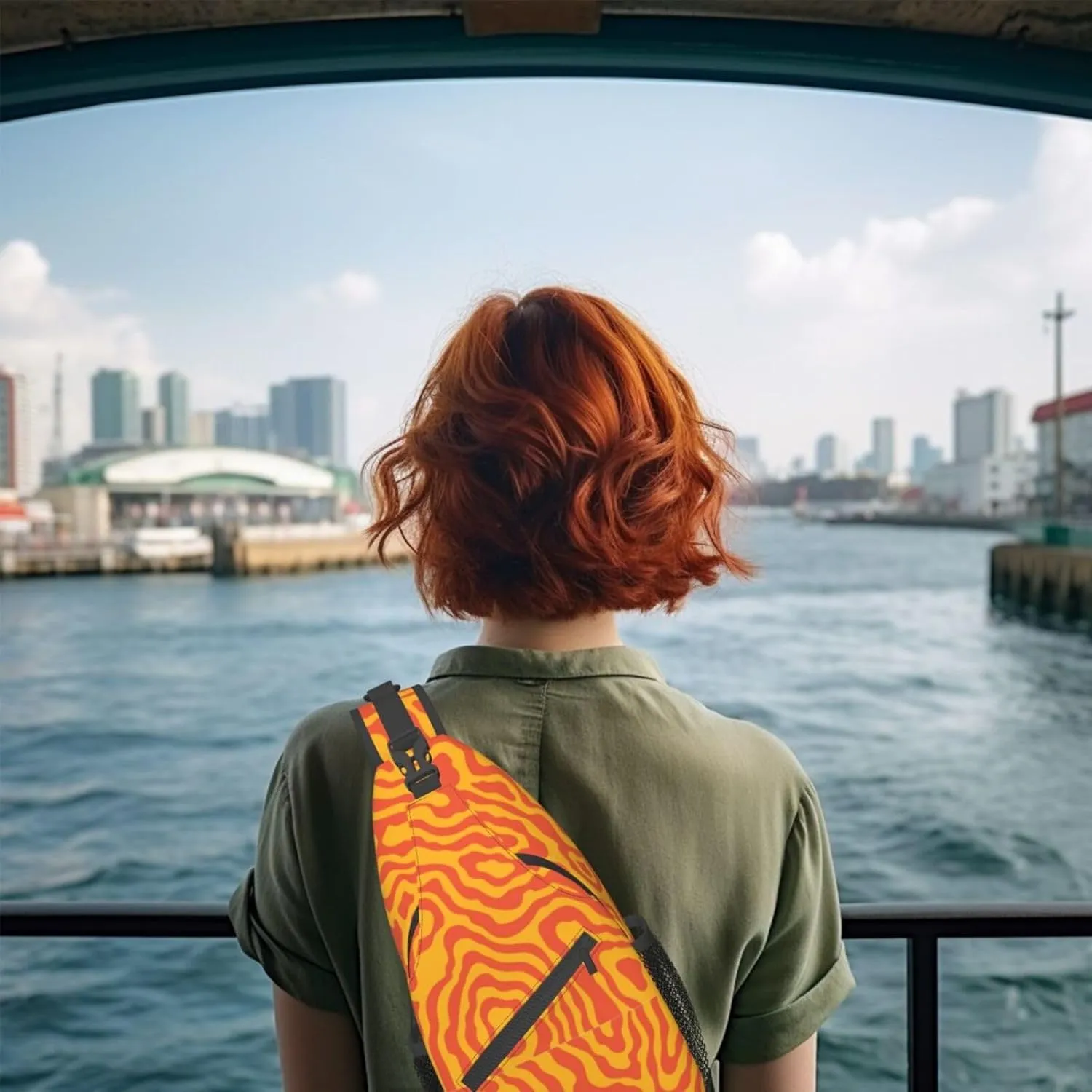 Unisex Sling Bag 80s 90s Geometry Shoulder Backpack Funny Chest Bags Casual Daypack For Travel Hiking Outdoor Sports