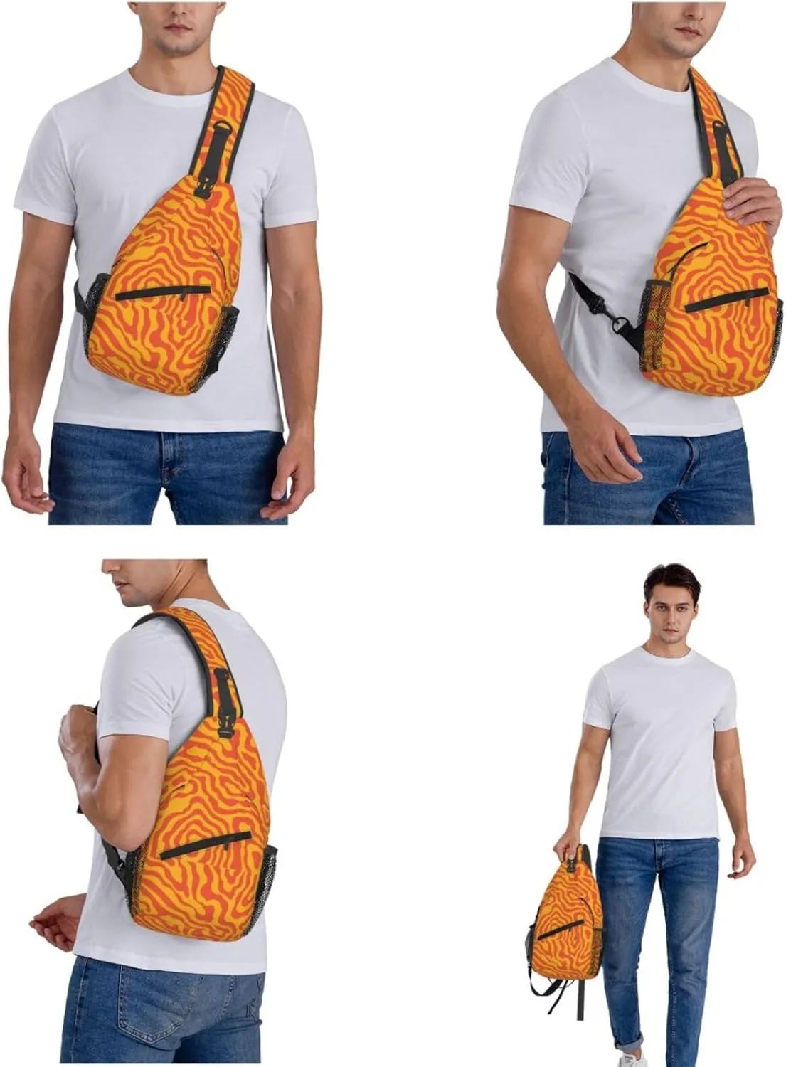 Unisex Sling Bag 80s 90s Geometry Shoulder Backpack Funny Chest Bags Casual Daypack For Travel Hiking Outdoor Sports