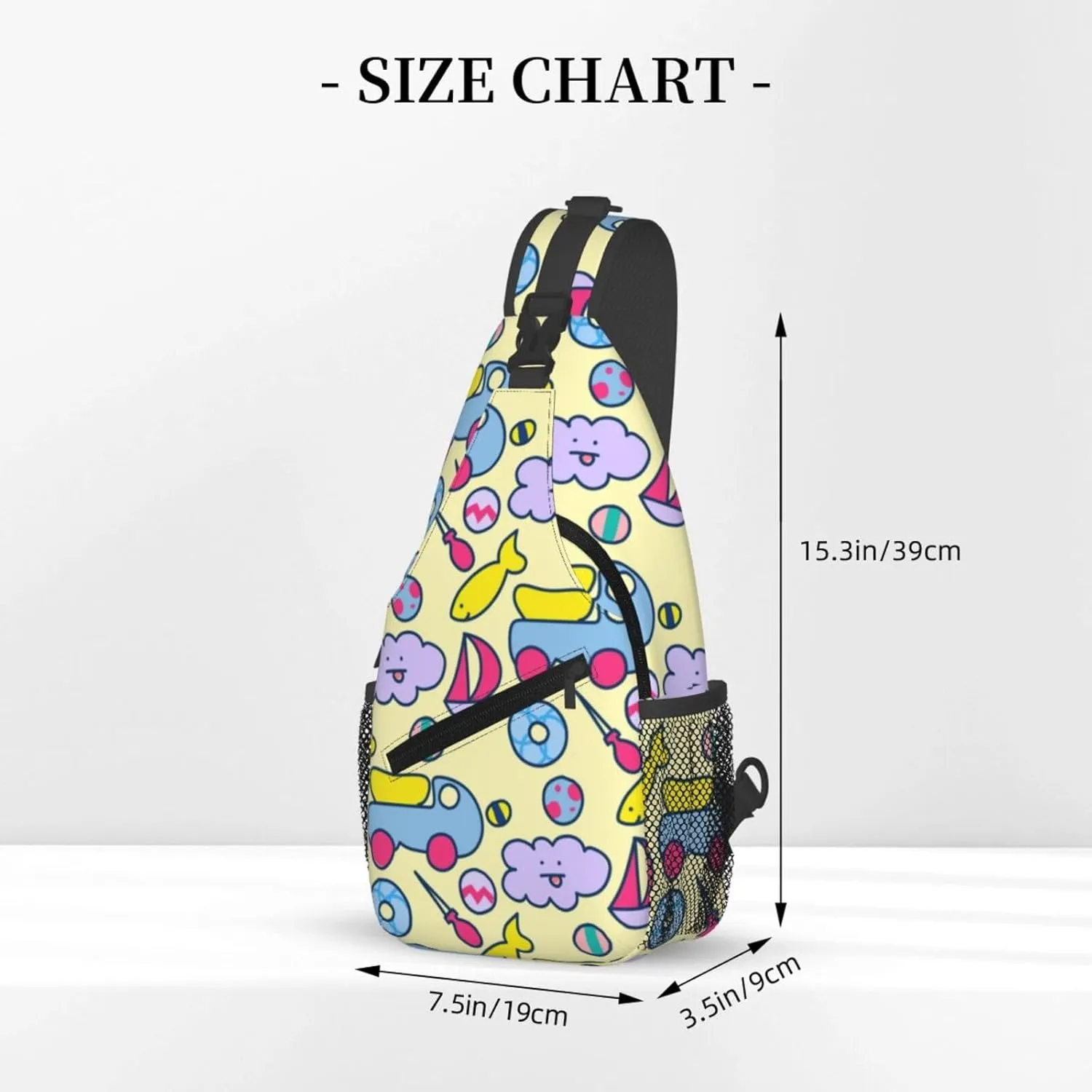 Unisex Sling Bag 80s 90s Geometry Shoulder Backpack Funny Chest Bags Casual Daypack For Travel Hiking Outdoor Sports