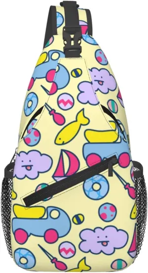 Unisex Sling Bag 80s 90s Geometry Shoulder Backpack Funny Chest Bags Casual Daypack For Travel Hiking Outdoor Sports