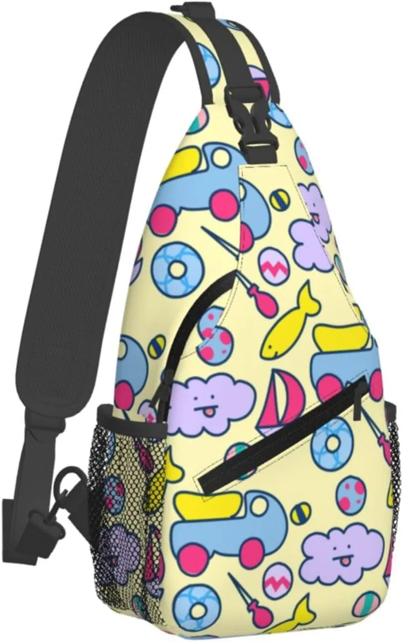 Unisex Sling Bag 80s 90s Geometry Shoulder Backpack Funny Chest Bags Casual Daypack For Travel Hiking Outdoor Sports