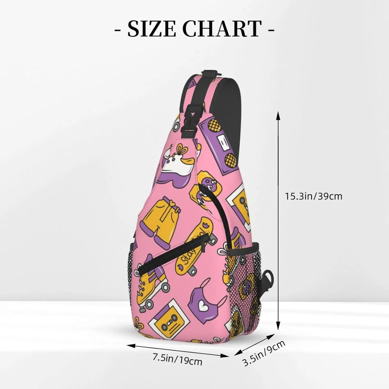 Unisex Sling Bag 80s 90s Geometry Shoulder Backpack Funny Chest Bags Casual Daypack For Travel Hiking Outdoor Sports