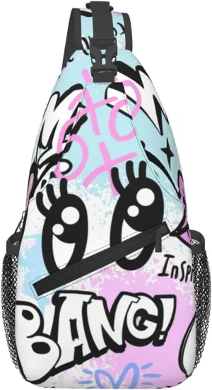 Unisex Sling Bag 80s 90s Geometry Shoulder Backpack Funny Chest Bags Casual Daypack For Travel Hiking Outdoor Sports