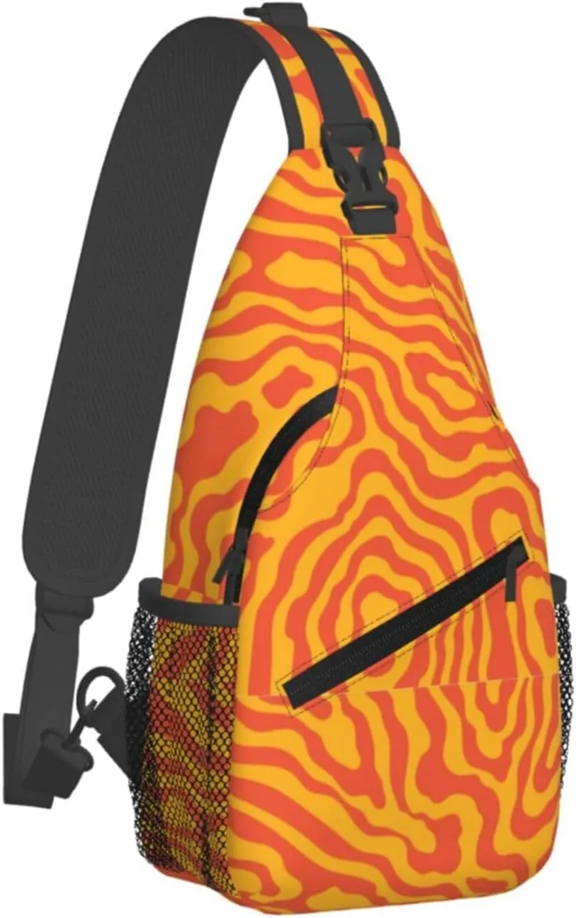 Unisex Sling Bag 80s 90s Geometry Shoulder Backpack Funny Chest Bags Casual Daypack For Travel Hiking Outdoor Sports