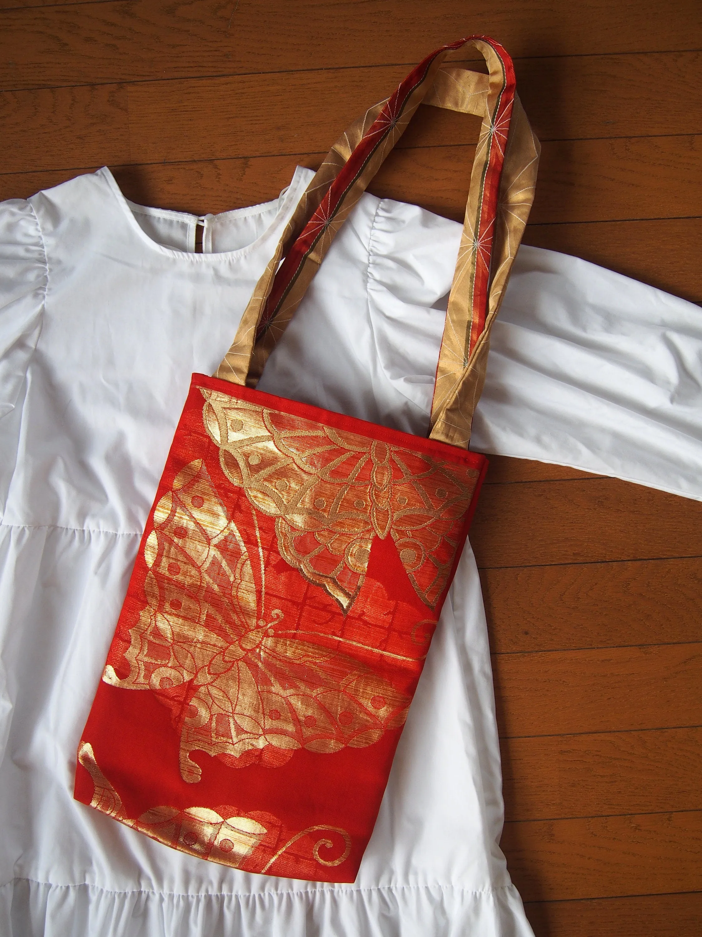 Upcycled kimono handmade bag - vintage obi tote bag