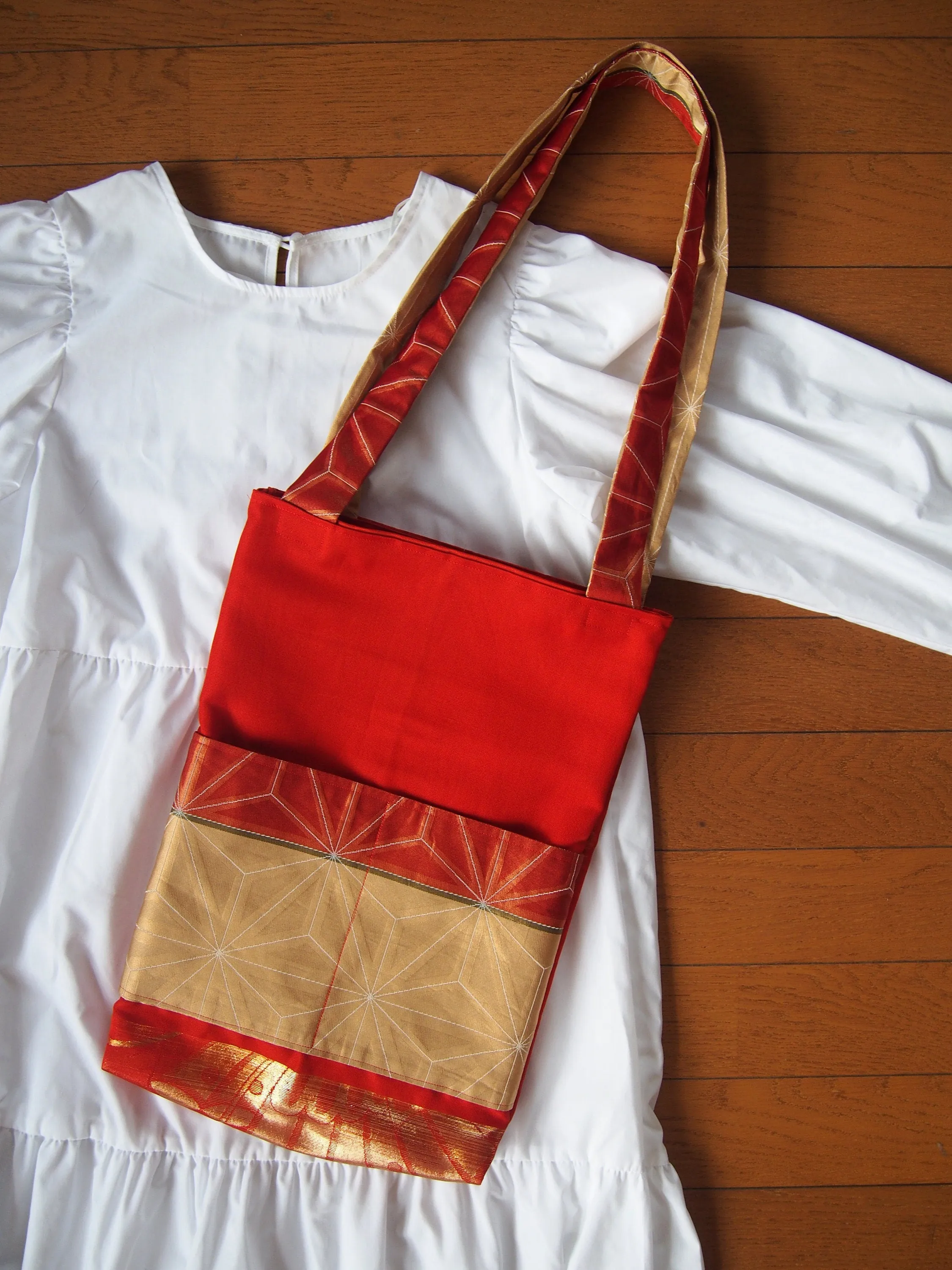 Upcycled kimono handmade bag - vintage obi tote bag