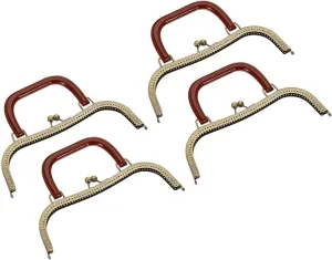 uxcell 2Pcs Metal Purse Frames, 10.6" Kiss Lock Clasp Frame Retro Arch Embossed Clutch Frame with Square Handle for Coin Purse Handbag Making DIY Craft, Bronze