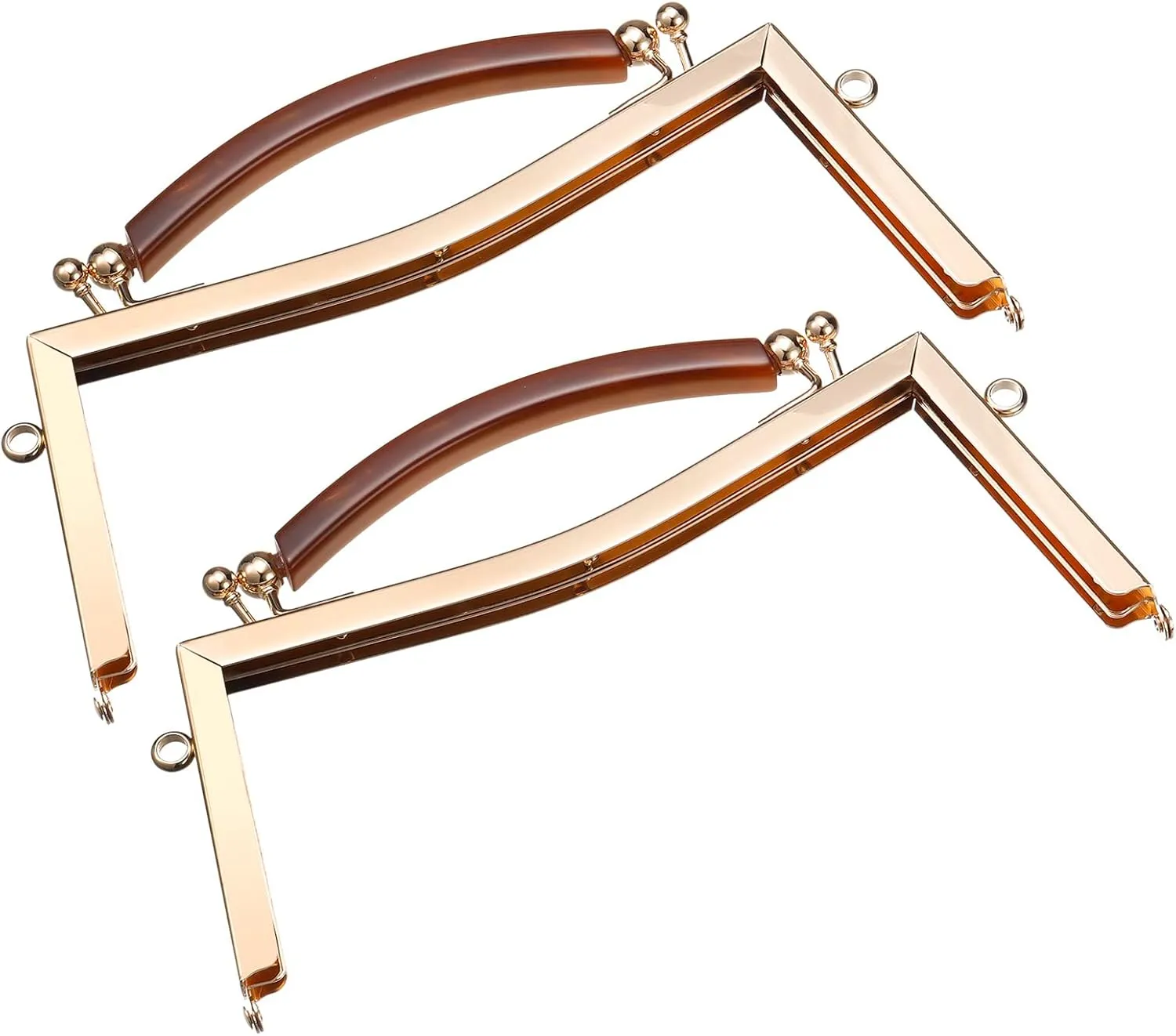 uxcell Metal Purse Frames 2 Pcs Kiss Lock Clasp Frame Clutch Frame with Rubber Handle for Coin Purse Handbag Making DIY Craft, Gold