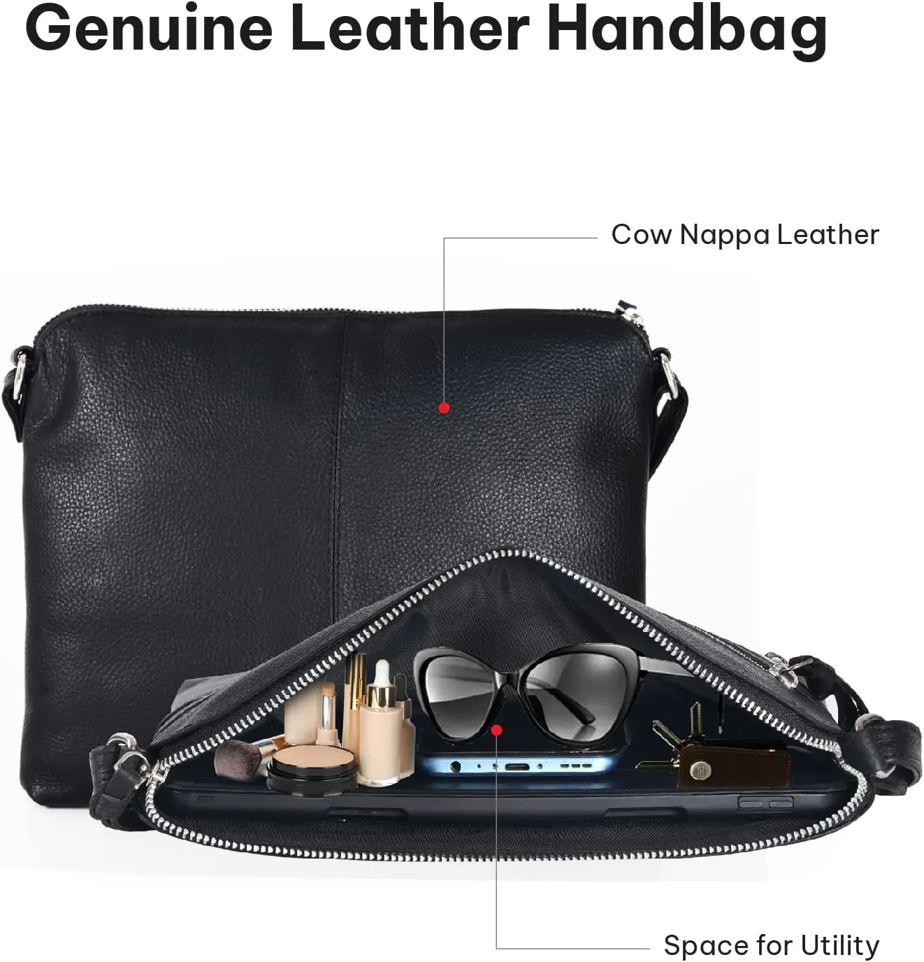 VALENCHI Women's Crossbody Handbags - Premium Leather Bags for Women - Everyday Purse with Adjustable Strap - Ladies Bag